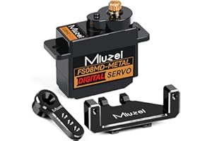 Miuzei 12g Micro Servo Motor Digital RC Servo Metal Gear with Mount Bracket and Arm for AX24 SCx24 Car Boat Model Upgrade Parts (Black)