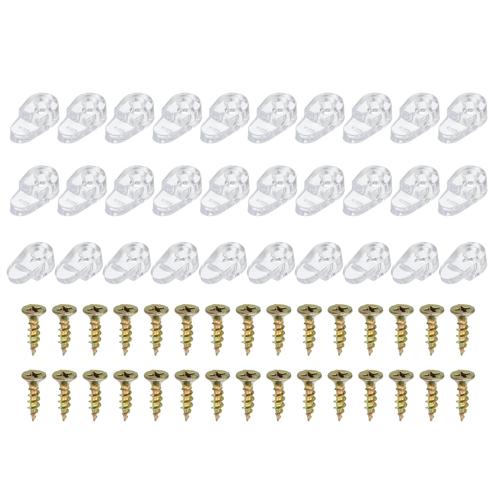 PATIKIL Glass Retainer Clips, 50 Packs Cabinet Glass Clips Mirror Holder Clips with Screws for Fixing 3-4mm Glass Cabinet Doors, Transparent
