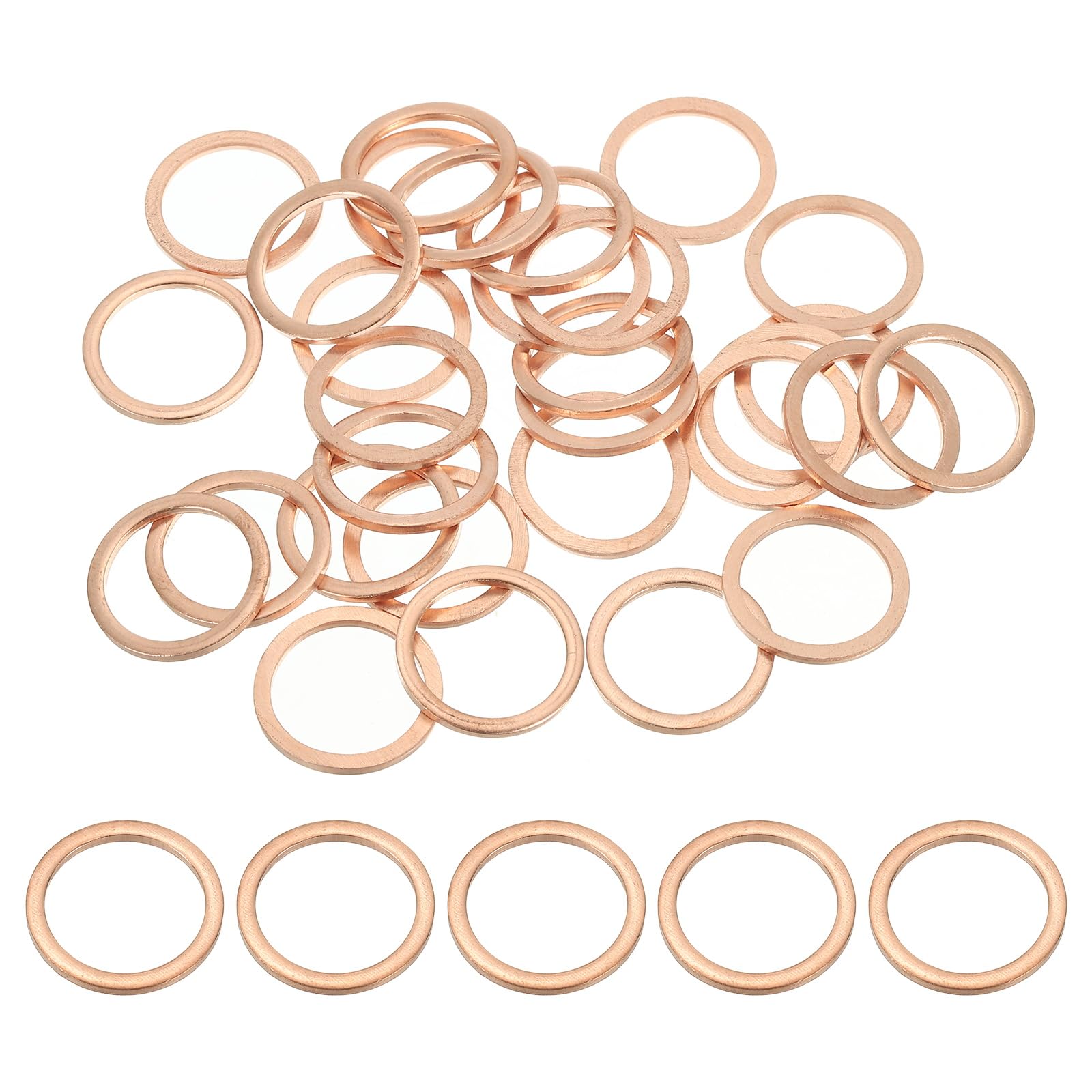 PATIKIL M16 Copper Washer Sealing Ring, 30 Pieces 16mm ID 20mm OD 1.5mm Thickness Metric Flat Sealing Gasket Crush Washer for Screws Bolt Sump Plugs Oil Drain
