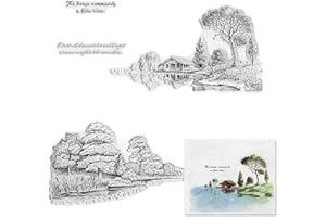 THREETOLS Forest Tree Clear Stamps for Card Making Scrapbooking and Sentiment Words House Transparent Stamps Silicone Stamps Photo Album Decor Decoration and DIY Scrapbooking