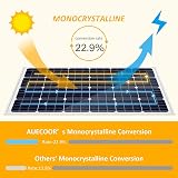 AUECOOR 100W Monocrystalline Solar Panel for RV, Boat, Off-Grid Charging view 2