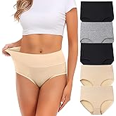 Womens Underwear,Cotton Mid Waist No Muffin Top Full Coverage Brief Ladies Panties Lingerie Undergarments for Women Multipack