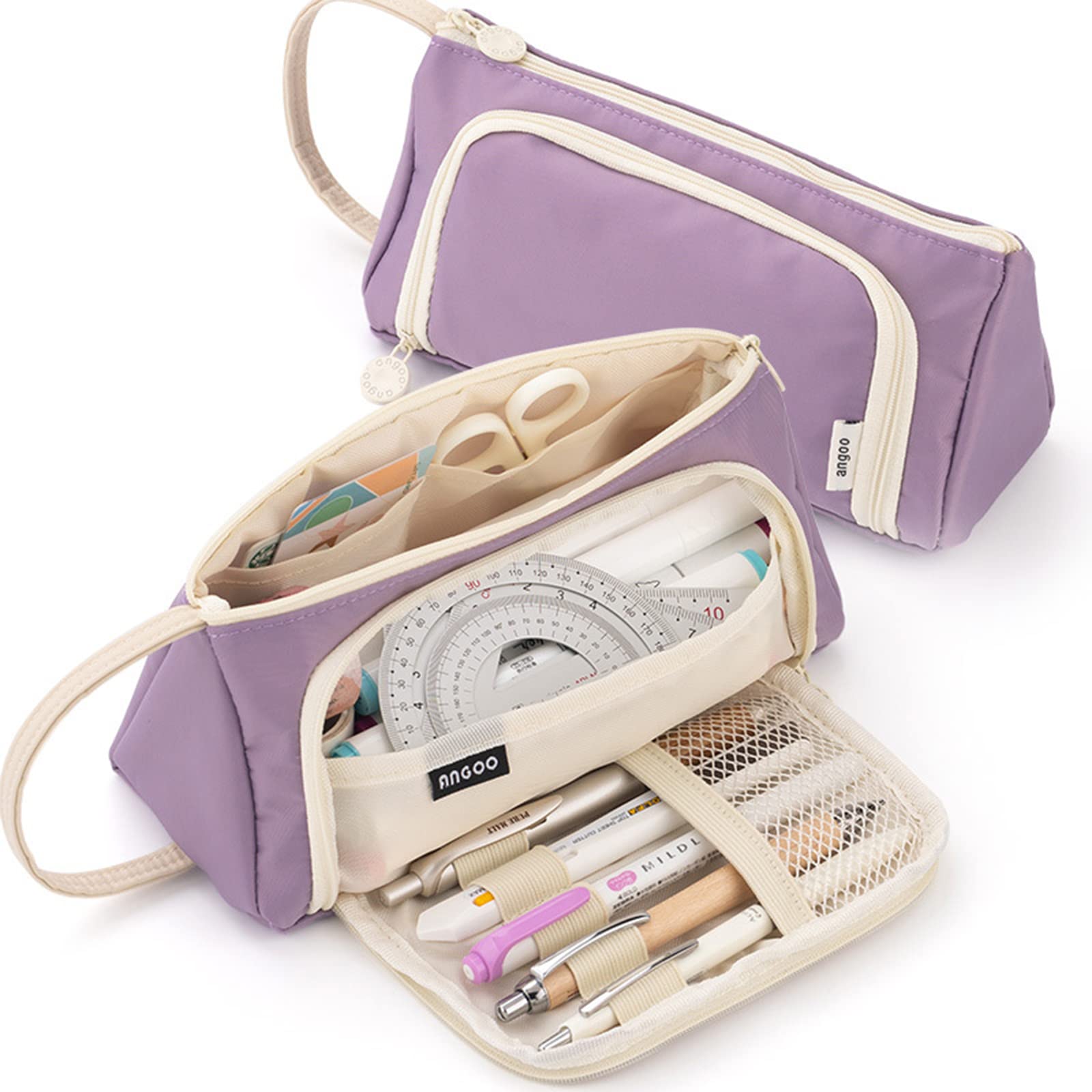 ONCCI Girls Pencil Case - Large Capacity Teenager Case for School & Office (Creme-lila) — image 1