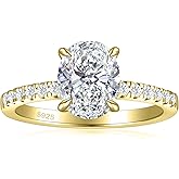 JALOKIVI 925 Sterling Silver Engagement Rings for Women Oval Cut Cubic Zirconia Wedding Promise Rings for Her Size 4-12.5