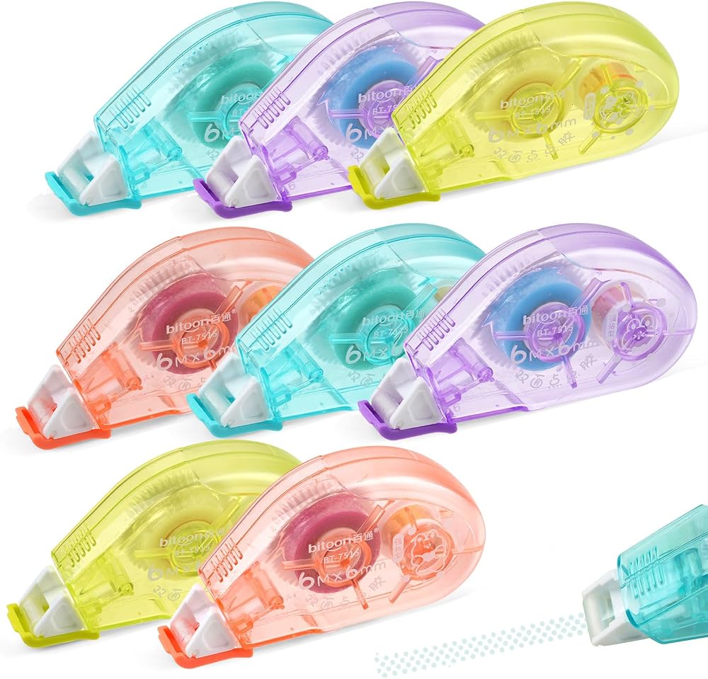 Maxmoc 8 Pcs Glue Tape Roller Set Double Sided Tape Dispenser Craft