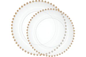 PLASTICPRO 32 Piece Combo Plastic Dinner Plates Disposable Plastic Fancy Heavy Duty Party Dishes 7 inch and 10 inch, Clear an