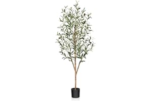 OAKRED Artificial Olive Tree 4ft, Lush Faux Olive Tree for Indoor with Natural Wood Trunk and Lifelike Fruits, Silk Tall Fake Olive Tree for Home Decor Office Living Room, 1Pcs