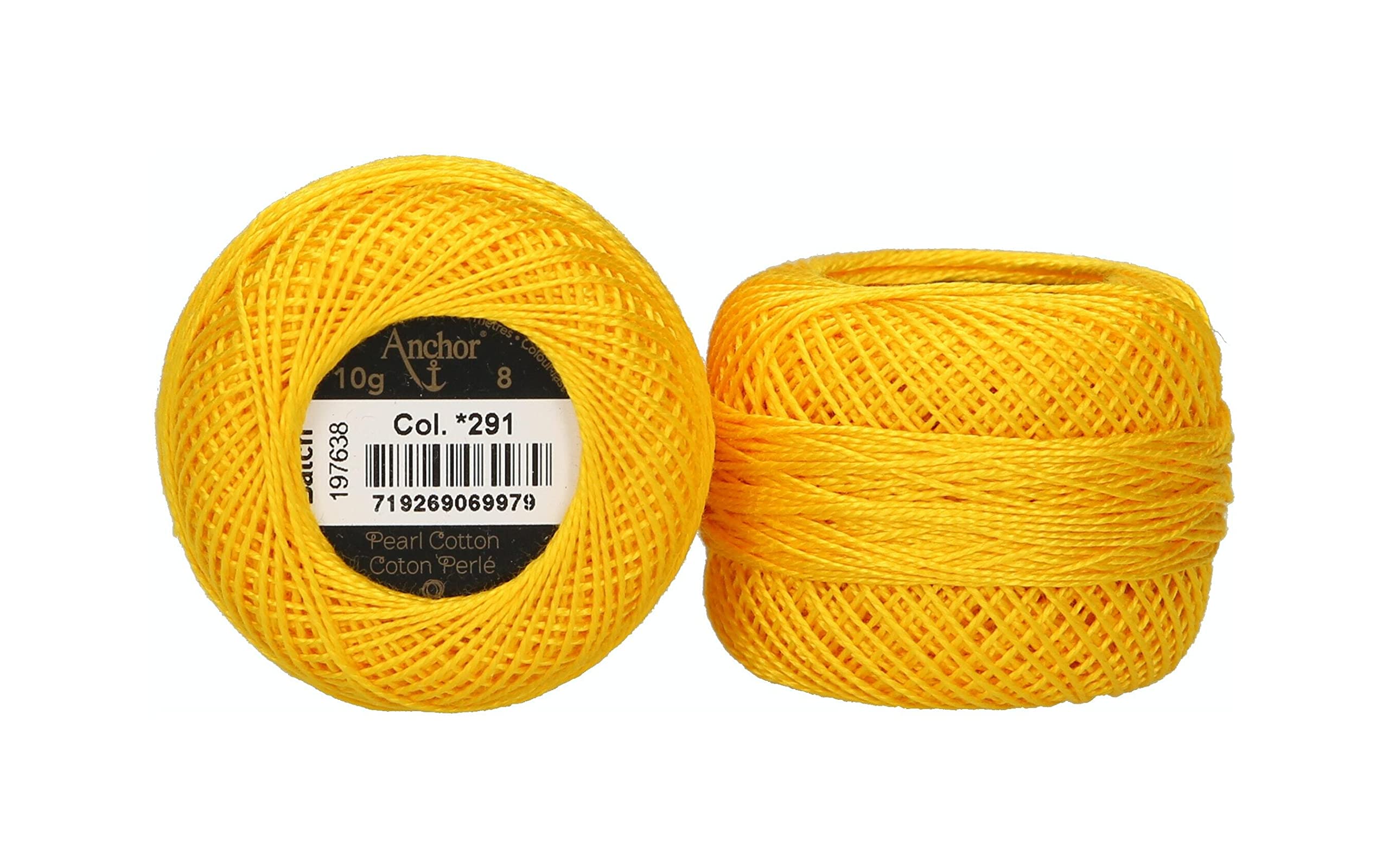 ANCHOR Pearl Yarn, Thickness: 8, Packaging: 10G, Running Length: 82M dunkelgelb Embroidery Threads