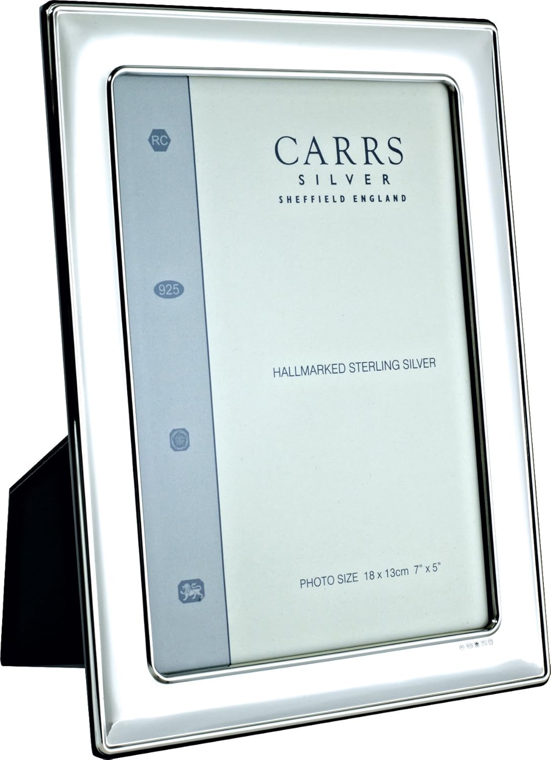 Carrs Silver Photo Frame 7 x 5 With Wood Back can stand Portrait or