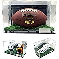 Display Case for Football Mini Helmet Shoe Sneakers Collectibles, Acrylic Clear Display UV Protection (Grass Turf)