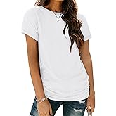 AUTOMET Women's Soft Basic Short Sleeve T-Shirt, Round Neck Top Casual Tee for Spring Summer Daily Wear