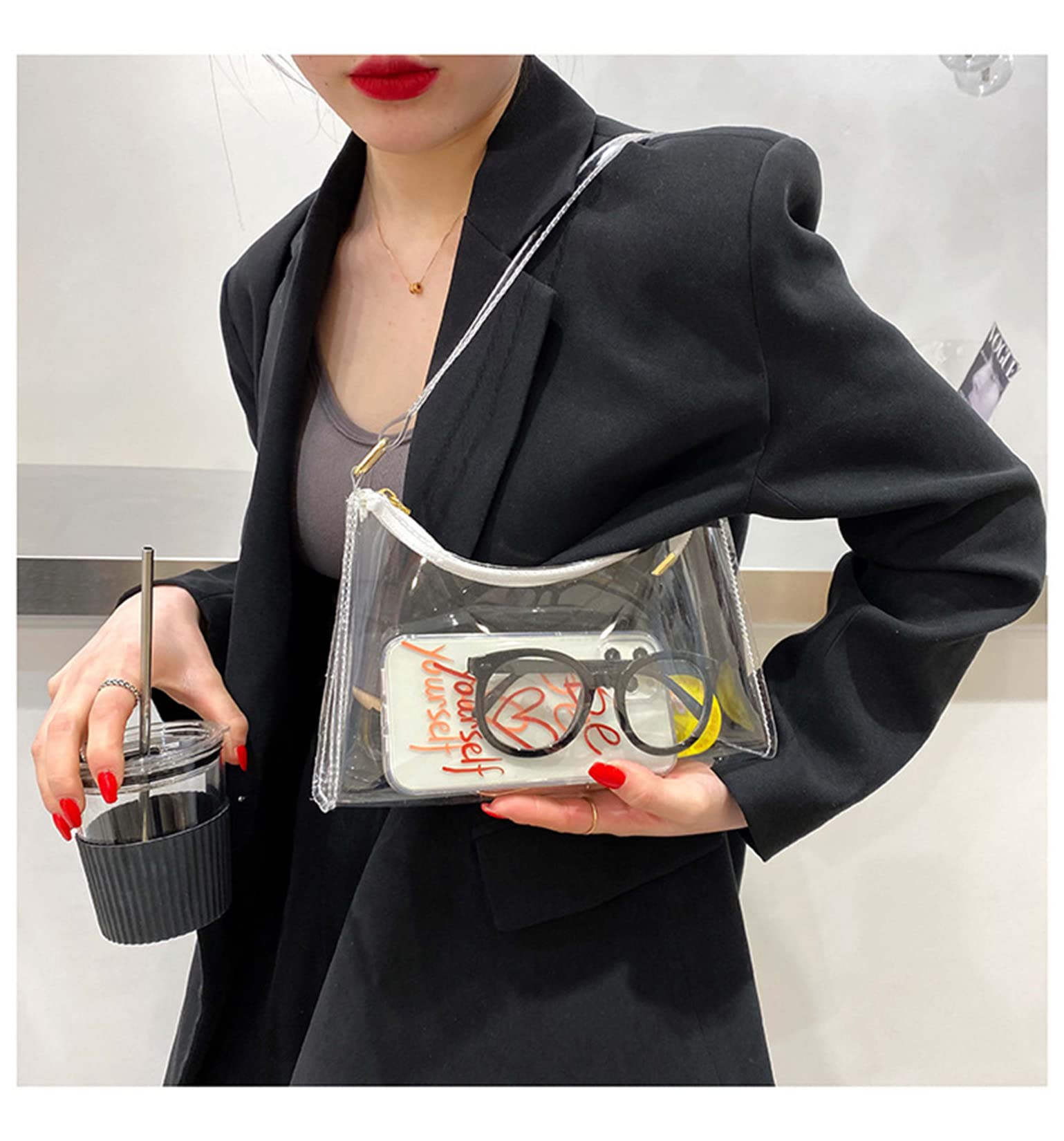 Lackycc Clear Bag for Stadium Events Women's Purse Handbags Small Purse shoulder bag Crossbody Bag