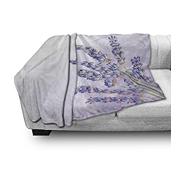 Ambesonne Lavender Throw Blanket, Little Posy of