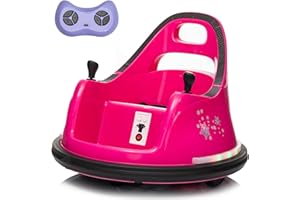 LUIBAS 12 Volt Toddlers Ride-on Bumper Car, Baby Electric Ride On Bumper Toy Car with Remote Control, Music, 360 Degree Spin Gift Toys for 1.5-6 Years Old Boys and Girls, Rose Pink