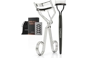 TOMEEM Eyelash Curler with Comb, Professional Volumizing Lash Lift Kit Lash Curler with Refill Pads for Home & Travel Uses, Silver