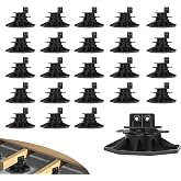 24Pack Adjustable Deck Support Pedestal Deck Foundation Base Support，Used for Floating Deck Platform Deck Floor Height Adjustment Raising, Adjustment Raising from 1-3/16" to 2-3/8",Black