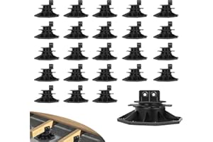 YHMYOALU 24Pack Adjustable Deck Support Pedestal Deck Foundation Base Support，Used for Floating Deck Platform Deck Floor Height Adjustment Raising, Adjustment Raising from 1-3/16" to 2-3/8",Black