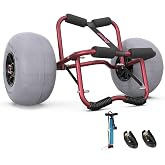 Bonnlo Kayak Cart Trolley Canoe Paddle Board Boat Cart Carrier Dolly with 12" Big Beach Wheels Balloon Kayak Transport Wheels Cart Foldable, Free Pump, 2 Ratchet Straps- Perfect for Soft Sand