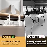 Cinati Under Desk Cable Management Tray White No Drill Clamp Wire Organizer view 3
