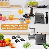 Parmedu Slow Masticating Juicer Veggies Grater 250W Cold Press Electric Slicer view 2
