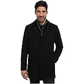 Cole Haan mens Melton Classic Top Coat With Faux Leather Detailing