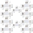 T Shape 4-Pin LED Connectors 10-Pack JACKYLED 10mm Wide Unwired Solderless Gapless Adapter Connectors Terminal Extension 12V