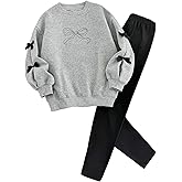 Verdusa Girl's 2 Piece Comfy Sets Bow Oversized Sweatshirt with Leggings Comfiest Airport Outfits
