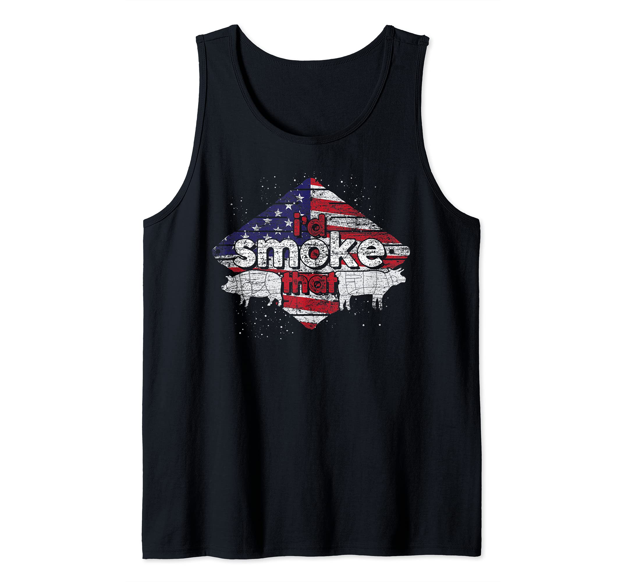USA Flag Grilled Meat Smoked Barbecue Grilling Funny BBQ Tank Top