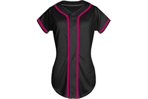 QTWW INC Womens Baseball Jersey Button Down Softball Jersey Short Sleeve Tee Hip Hop Shirt Active Team Sports Uniforms
