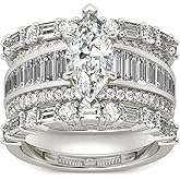 Jeulia 2 Carat 3PC Wedding Ring Set for Women 14K Gold Plated Marquise Cut CZ Engagement Rings Sterling Silver Bridal Set Anniversary Promise Rings for Her with Jewelry Box