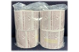 AQUOS Food Safe Handling Instructions Label Roll, 1000 Labels. 2.25" x 1.125" Made in USA (4 Rolls)