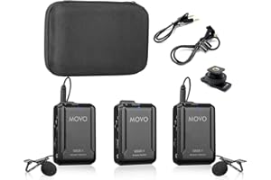 Movo WMX-1-DUO 2.4GHz Dual Wireless Lavalier Microphone System, Compatible with DSLR Cameras, Camcorders, iPhone, Android Smartphones, and Tablets, 200ft Audio Range, Great for Teaching Tutorials