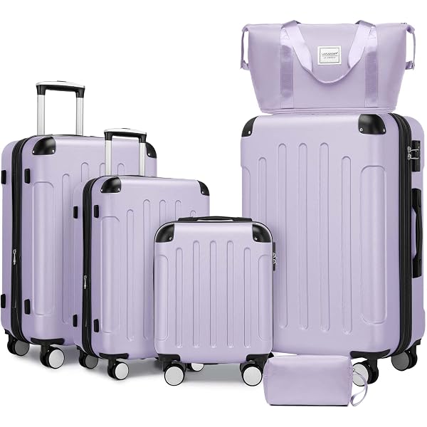 Amazon.com | Clyrava 6 Piece Luggage Set Hard Shell - Lavender