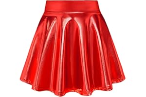 KEREDA Girls Metallic Skater Skirts Shiny Flared Holographic Skort