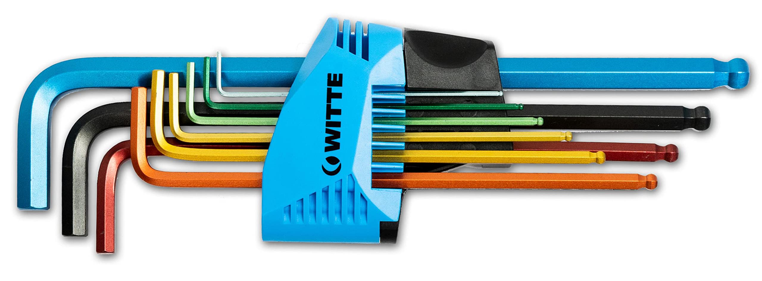 WITTE 43035 - Juego de 9 llaves Allen largas con bola de Colores