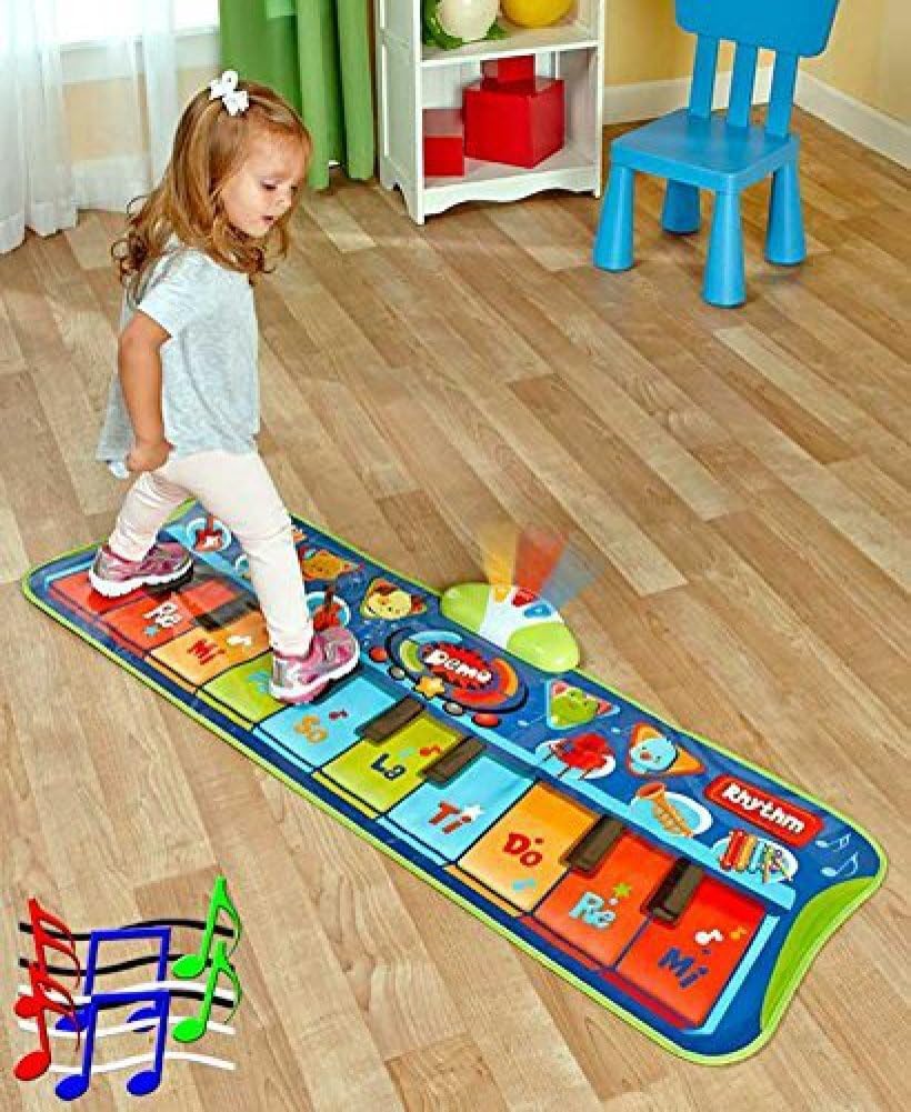 Fun Step-to-Play Junior Battery Operated Piano Mat with Flashing Lights and 20 Demo Songs for Kids Ages 2+: Toys & Games