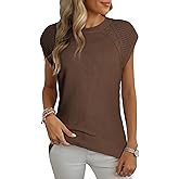 Dokotoo Womens Sweaters Crewneck Cable Knit Vest Tops for Women 2025 Fall Fashion Clothing Cap Sleeve Sweater Vest