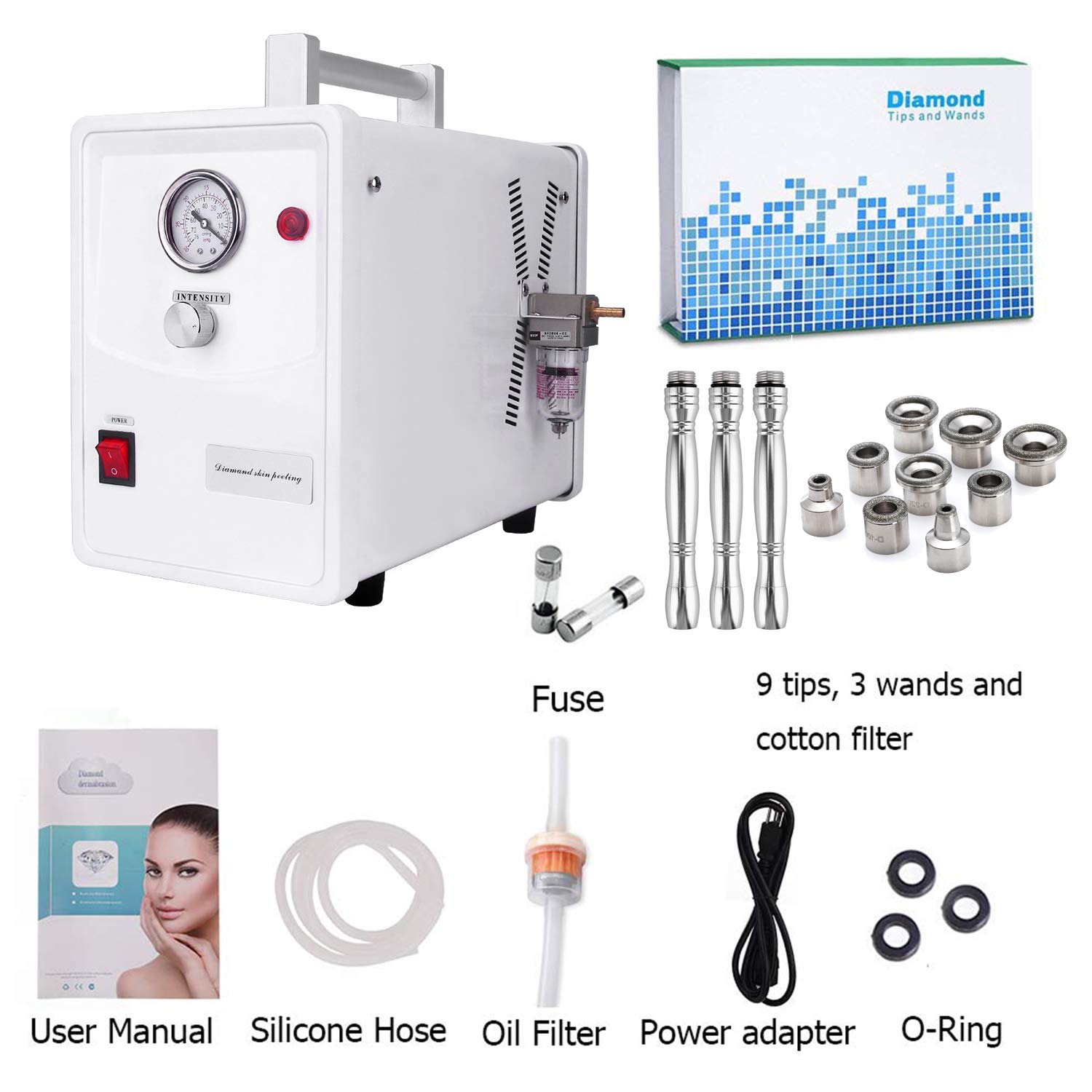 Diamond Microdermabrasion Dermabrasion Machine, Yofuly 0-68cmHg Suction Power Professional Dermabrasion Equipment Facial Peeling Spa Diamond Dermabrasion Machine: Beauty