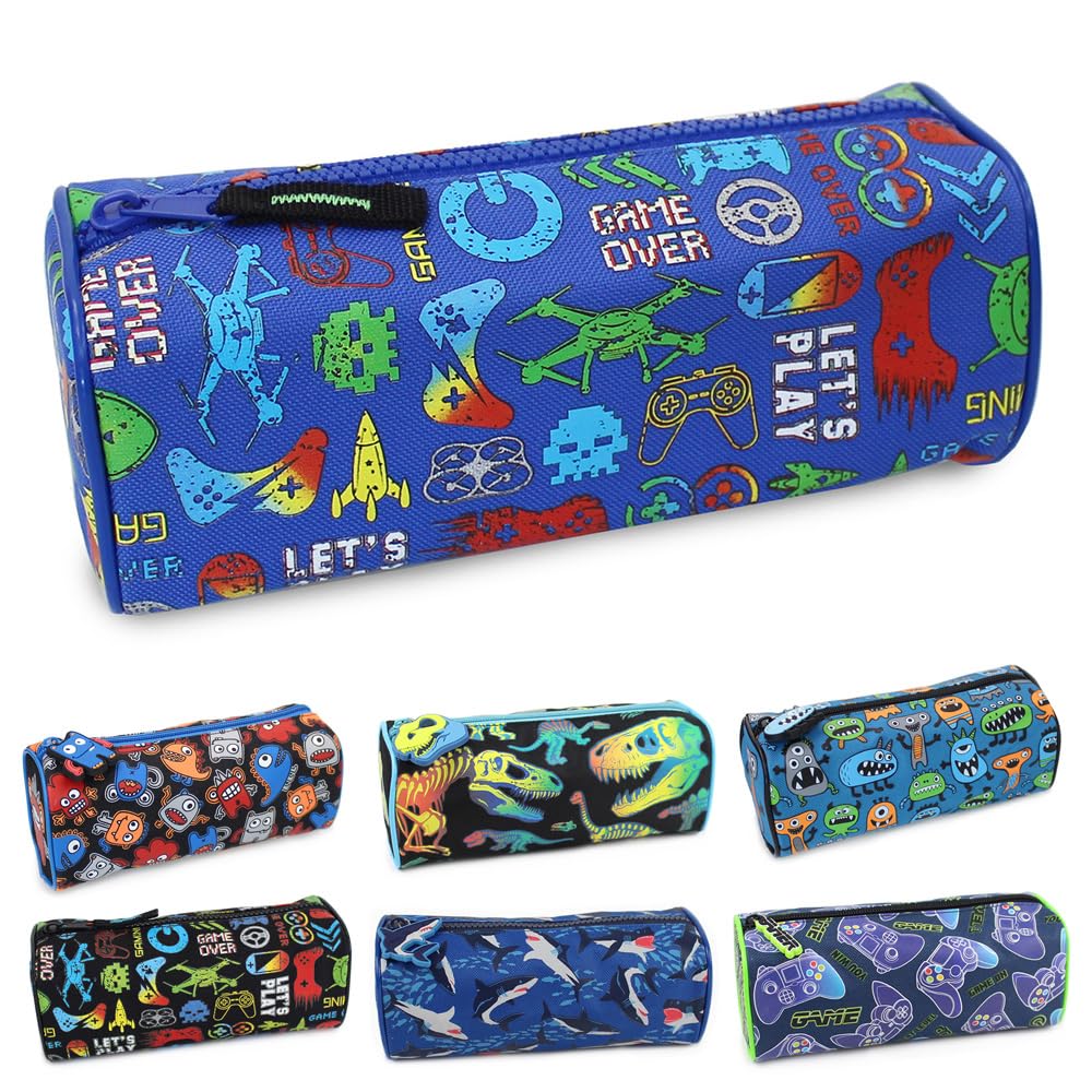 Fashion Stationery Pencil Case Boys Girls Kids Childrens Gamer Primary School Storage Pencil Cases Gifts Stocking Filler for Birthdays (Blue)