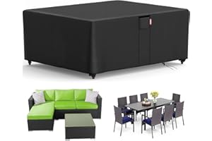 LXKCKJ Waterproof Outdoor Patio Furniture Cover UV and Dustproof Sofa Cover with Vents, Handles and Buckles (Black, 90"L x 64