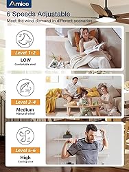 Amico Ceiling Fans with Lights, 52 inch Smart