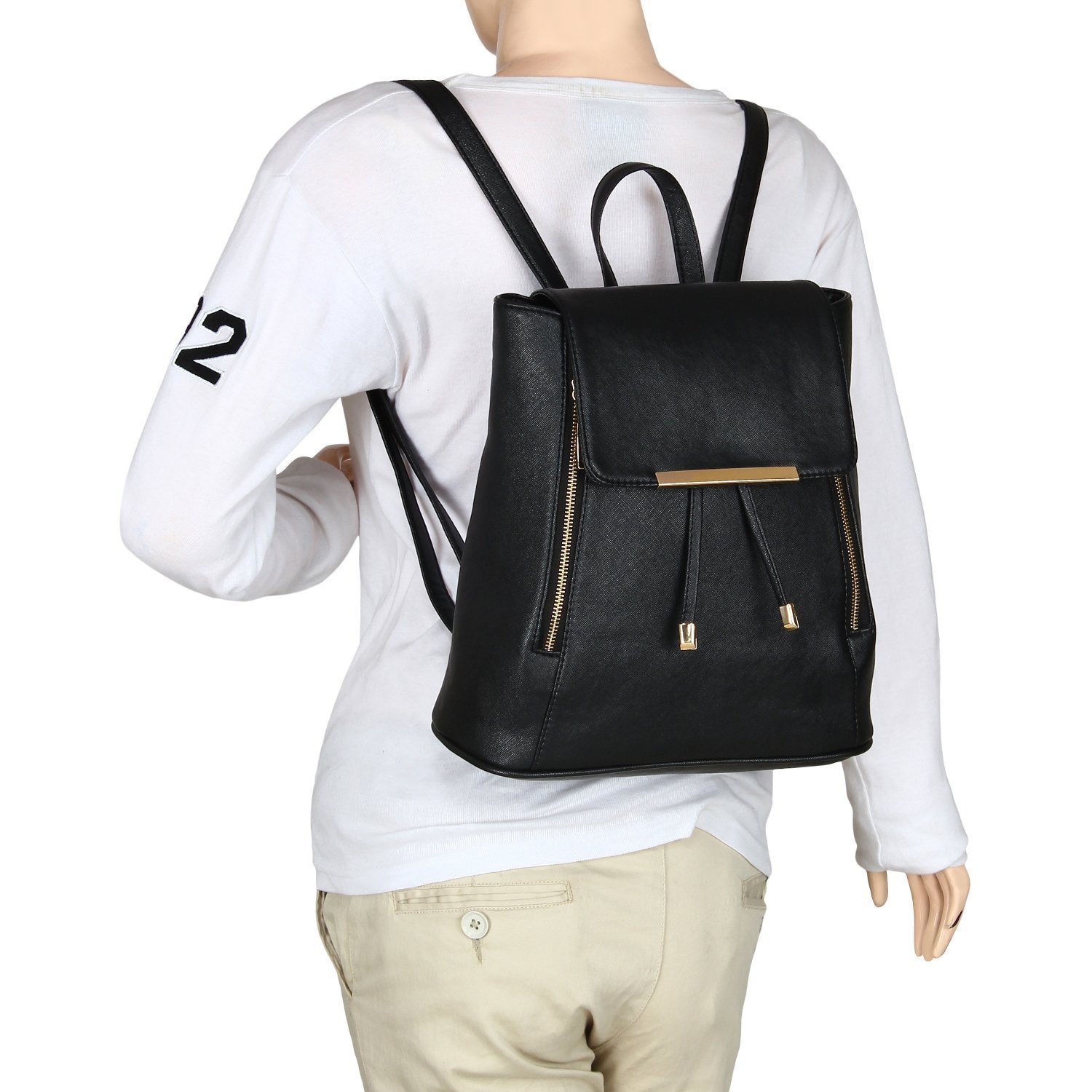 taps fashion stylish girls school bag college bag casual backpack (black)