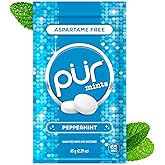 PUR Mints, Peppermint, Xylitol Mints, No Artificial Flavor, 65 Count | No Artificial Sweeteners, Vegan, Sugar Free, Gluten Free, Soy Free, Keto Friendly, Natural minty flavor for fresh breath