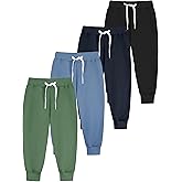 Resinta 4 Pack Toddler and Boys Joggers Sweatpants Cotton Kids Active Pants with Drawstring Casual Athletic Clothes