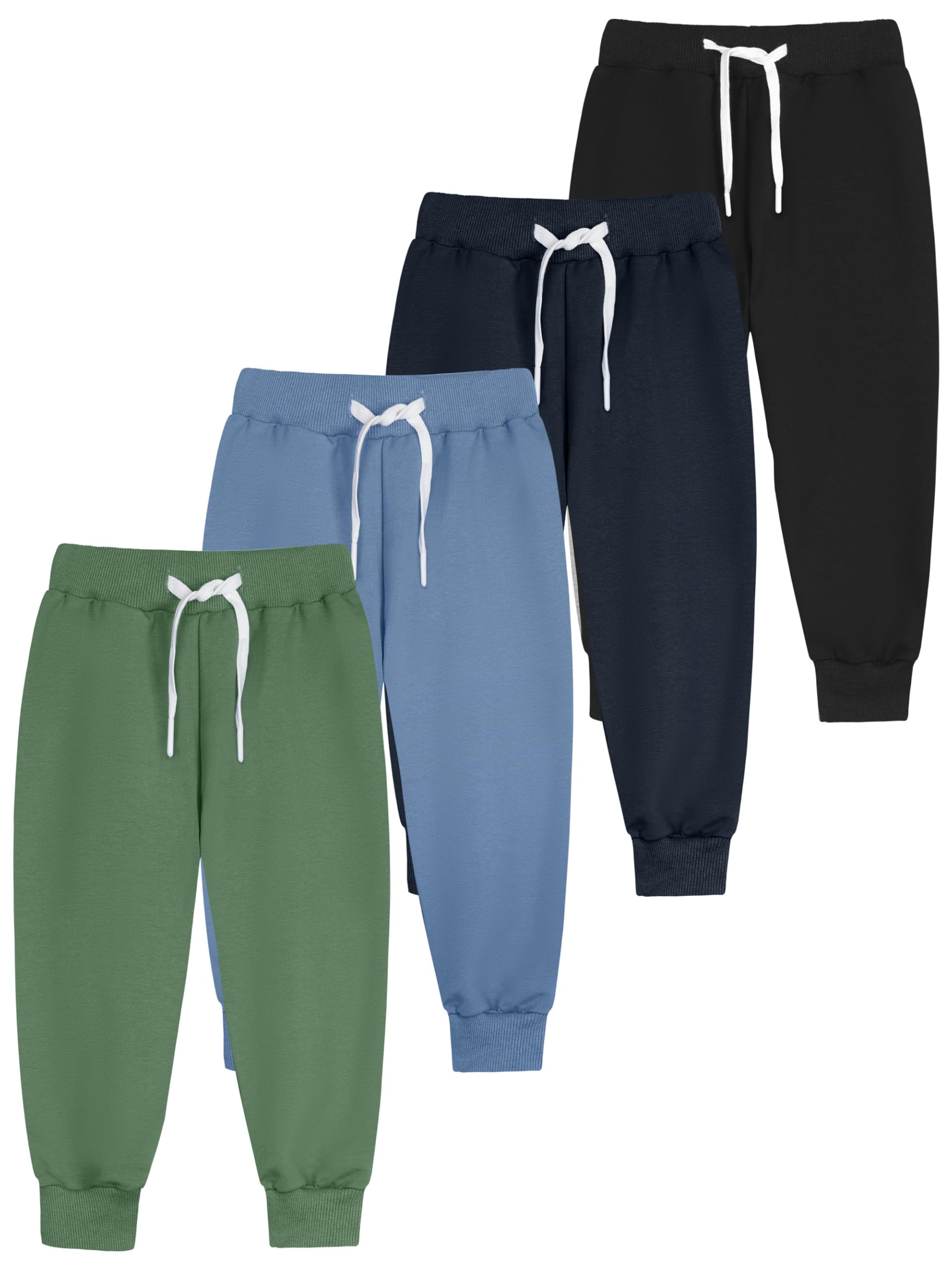 Resinta 4 Pack Toddler and Boys Joggers Sweatpants Cotton Kids Active Pants with Drawstring Casual Athletic Clothes Image