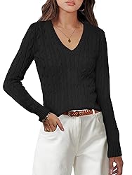 ANRABESS Womens Long Sleeve Cable Knit Sweater 2025