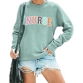 Women Registered Nurse Sweatshirt Nursing Life Crewneck Pullover Shirts Tops Long Sleeve Tee Student Gifts