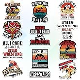 12 Pcs Wrestling Stickers Pack, Motivational Grappling Vinyl Decals for Wrestlers, Athletes, Coaches, Sports Fans, Durable Stickers for Laptop, Water Bottle, Helmet, Gym Bag, or Locker Decor 3 Inches