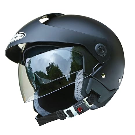 Saferide | Helm Motorrad Mit Sonnenblende Matt Schwarz XXL - 63-64 cm Rollerhelm Quad Damen Herren Roller Motorradhelm Regens