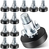 MROCO Furniture Leveling Feet 1/4"-20 UNC with T-Nuts, 12 Pack | Adjustable Levelers, Protect Floors from Scratches, Leg Leveler Table Screw On for Tables, Chairs, Cabinets, Workbenches